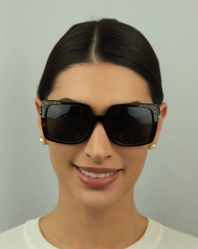Óculos de Sol Michael Kors 0MK2131 33336V56 Acetato Marrom Mesclado com lentes na cor Cinza Espelhado