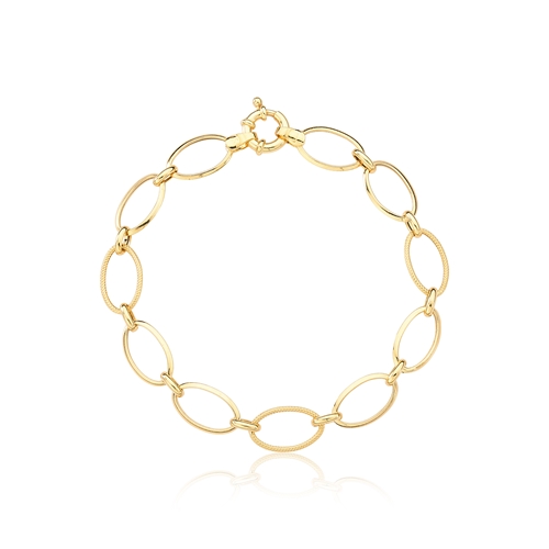 Pulseira de Ouro 18K Feminina Elos Pequenos Trabalhados