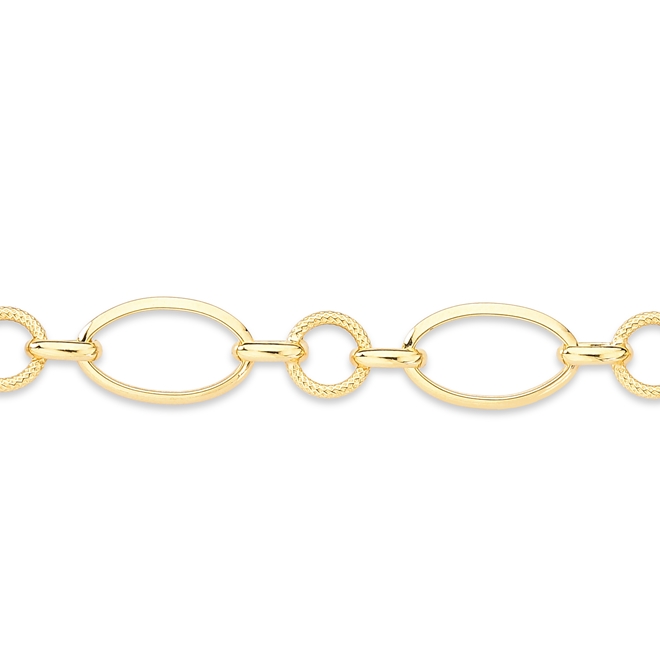 Pulseira de Ouro 18K Feminina Elos Pequenos Trabalhados