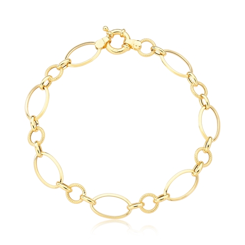 Pulseira de Ouro 18K Feminina Elos Pequenos Trabalhados