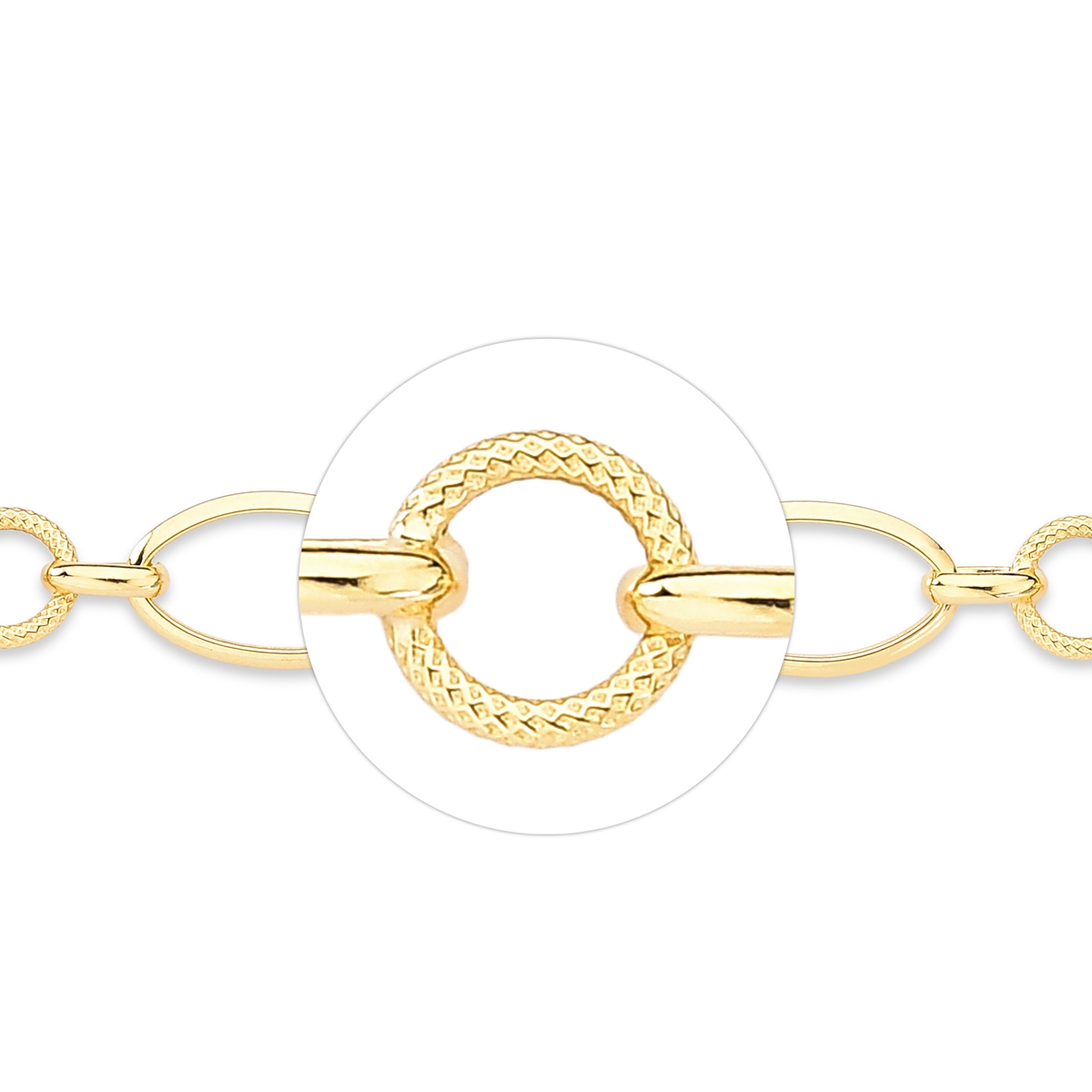 Pulseira de Ouro 18K Feminina Elos Pequenos Trabalhados