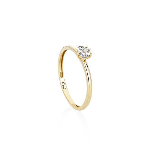 Anel Solitário Coliseu, ouro 18k com gema de Topázio branco