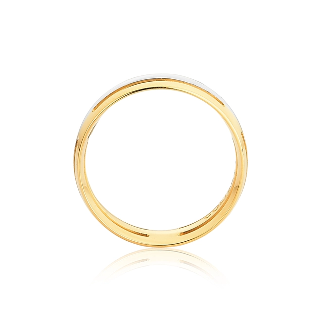 Aliança Per Amore ouro 18k meia cana friso ouro branco vazada 6MM 3