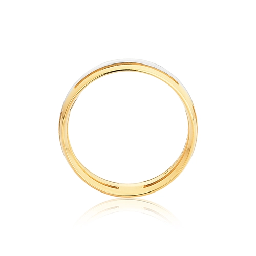 Aliança Per Amore ouro 18k meia cana friso ouro branco vazada 6MM