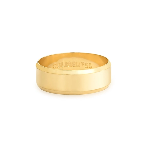 Aliança Passion reta borda chanfrada ouro 18k polida 7MM