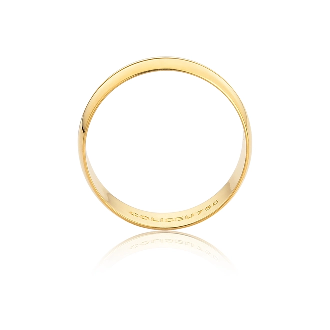 Aliança Toujours meia cana ouro 18k  polida com friso 7MM 3