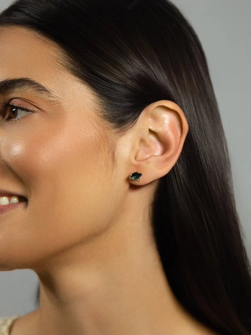 Brinco Stud navete de Topázio London ouro 18k com Topázios White 1