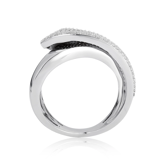 Anel Contour ouro branco 18k aros entrelaçados sobreposto com pavê de Diamantes 2