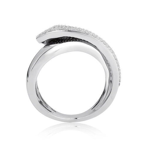Anel Contour ouro branco 18k aros entrelaçados sobreposto com pavê de Diamantes