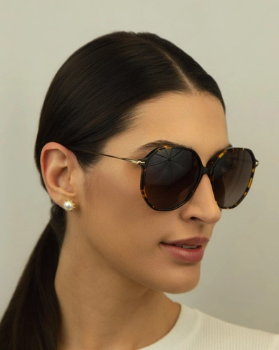Óculos de Sol Hugo BOSS 1329/S 086 58HA S Acetato Marrom Mesclado com lentes na cor Marrom Degradê