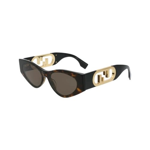 Óculos de Sol Fendi FE40049I_5452E Acetato Marrom Mesclado e Preto com lentes na cor Marrom