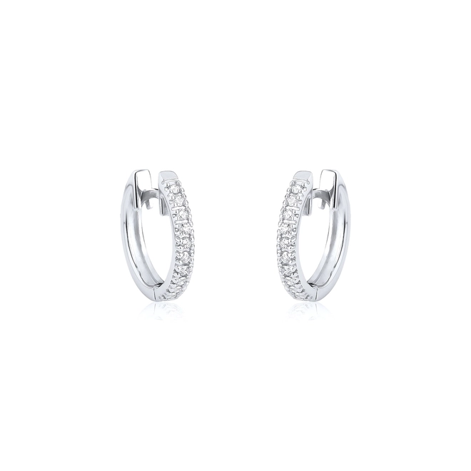 Brinco Pavês Adore argola ouro branco 18k meio aro de Diamantes 1