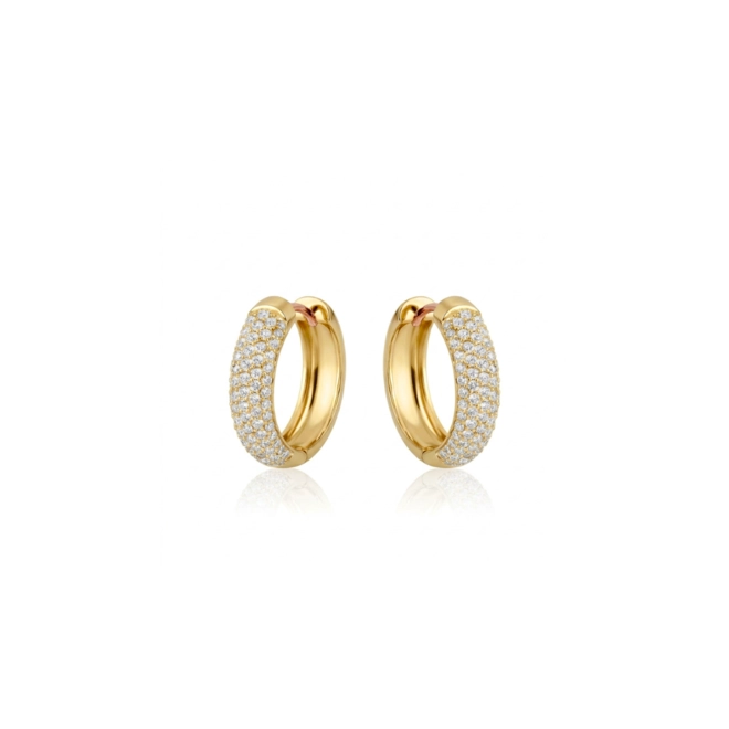 Brinco Pavês Amare argola redonda em ouro 18k pavê 66pts de Diamantes 1