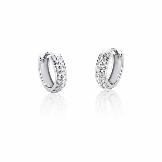 Brinco Pavês Amare argola click ouro branco 18k com pavê de Diamantes 1