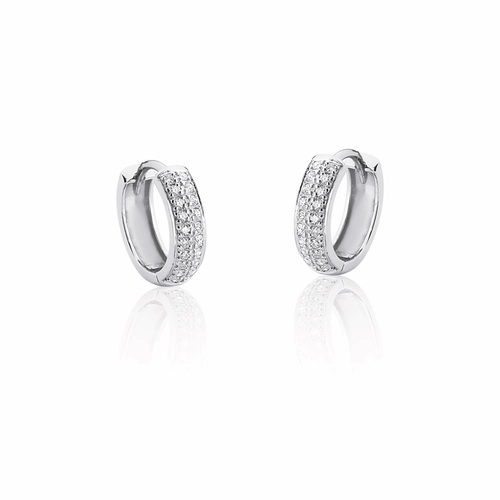 Brinco Pavês Amare argola click ouro branco 18k com pavê de Diamantes