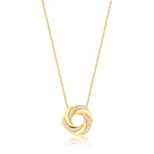 Gargantilha pingente entrelaçado prata 925 dourada com Zircônias For me Antique