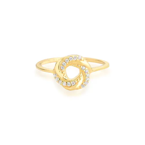 Anel com círculo entrelaçado prata 925 dourada com Zircônias For me Antique