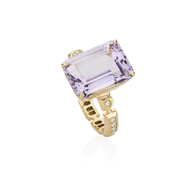 Anel Colosseo de Ametista em ouro 18k módulos articulados com 12pts de Diamantes 1
