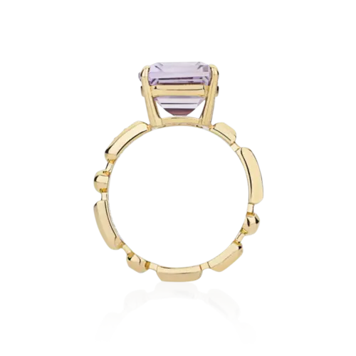 Anel Colosseo de Ametista em ouro 18k módulos articulados com 12pts de Diamantes