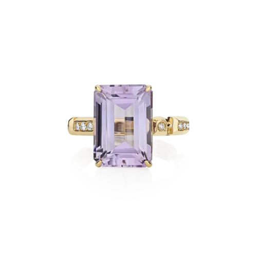 Anel Colosseo de Ametista em ouro 18k módulos articulados com 12pts de Diamantes
