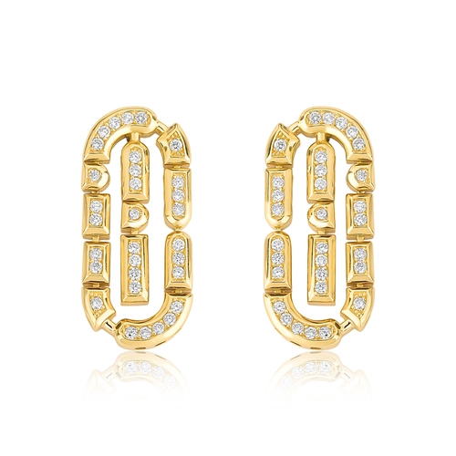 Brinco Colosseo oval ouro 18k módulos simétricos com Diamantes