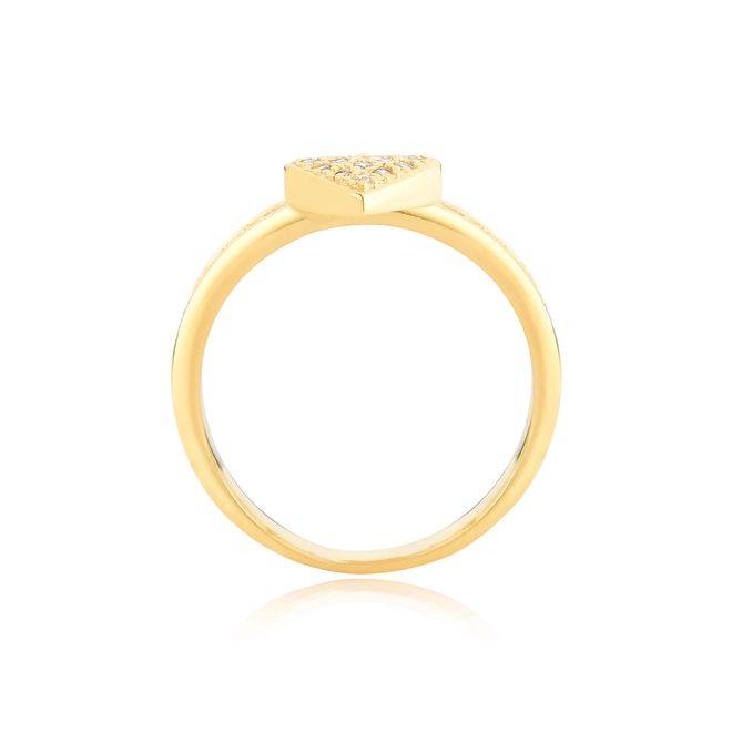 Anel For me com pingente prata 925 dourado meio aro e coração com pavê de Zircônias 3