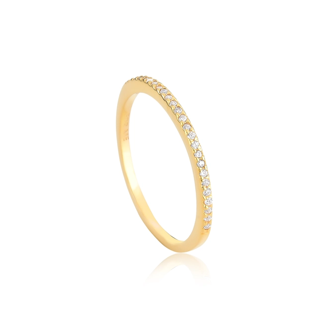 Anel For me aparador prata 925 dourada com Zircônias brancas 1