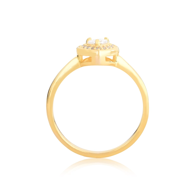 Anel For me coração prata 925 dourada com Zircônias brancas 3