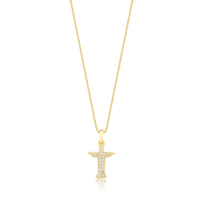 Gargantilha For me veneziana prata 925 dourada pingente Cristo de Zircônias 1