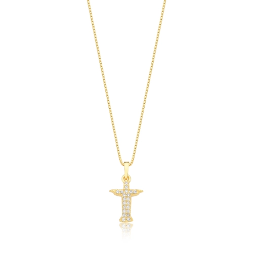 Gargantilha For me veneziana prata 925 dourada pingente Cristo de Zircônias