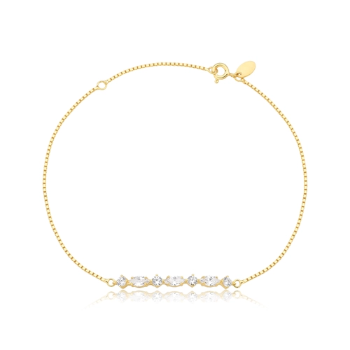 Pulseira For me articulada prata 925 dourada com gemas de Zircônias brancas