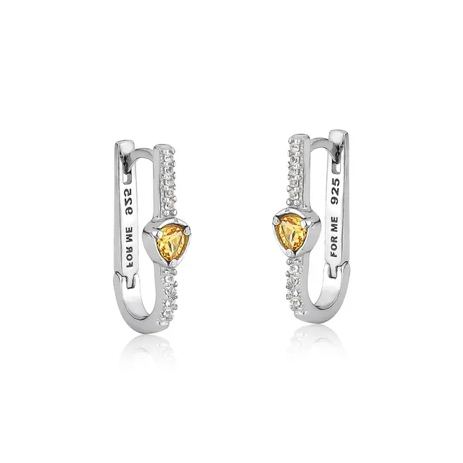 Brinco For me Bauhaus prata 925 argola click trillion de Citrino com Topázios brancos 1