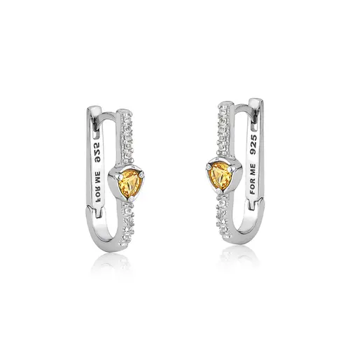 Brinco For me Bauhaus prata 925 argola click trillion de Citrino com Topázios brancos