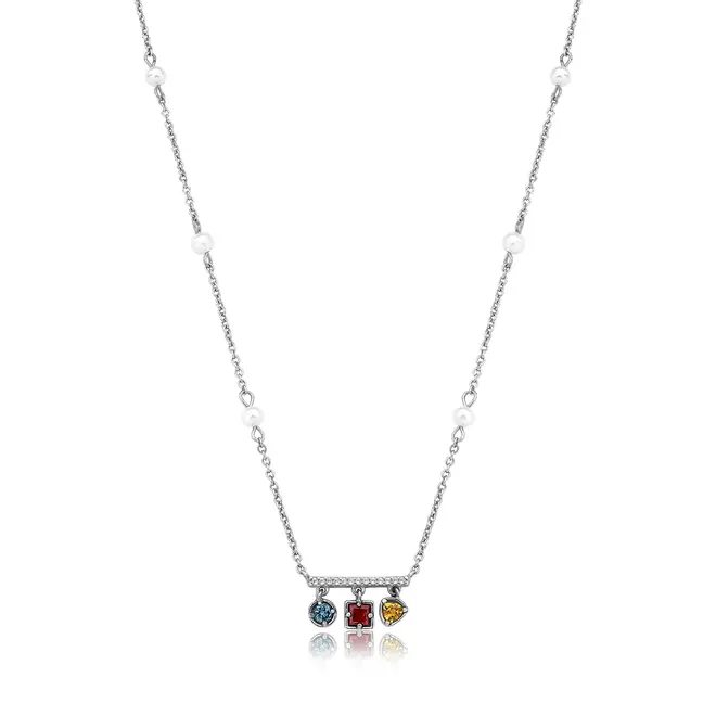 Gargantilha For me Bauhaus prata 925 com pingente mix de Gemas brasileiras 1