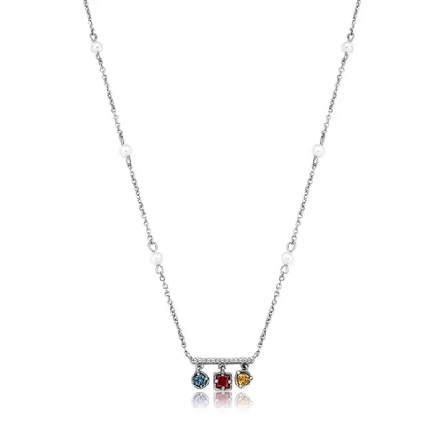 Gargantilha For me Bauhaus prata 925 com pingente mix de Gemas brasileiras