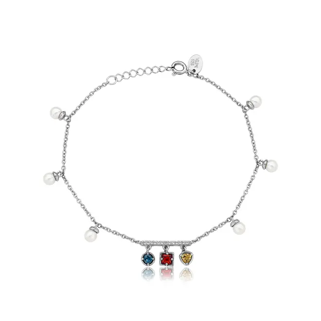 Pulseira For me Bauhaus prata 925 pingente Gemas brasileiras e Pérolas 1