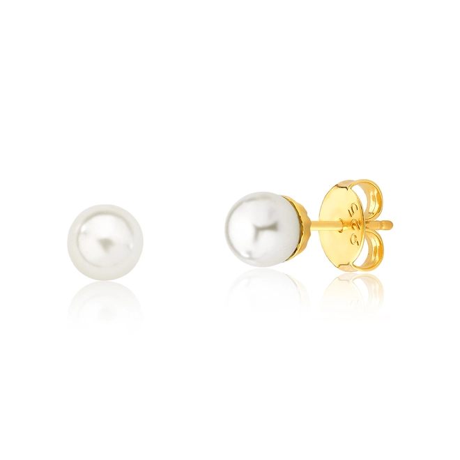 Brinco For me Stud prata 925 dourada de Pérola sintética 6MM 1