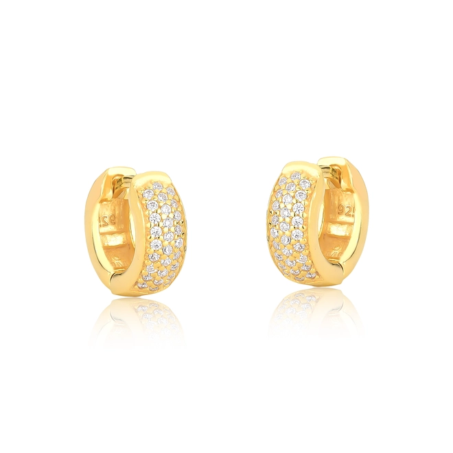 Brinco For me argola click prata 925 dourada com pavê de Zircônias 1