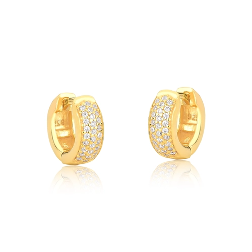 Brinco For me argola click prata 925 dourada com pavê de Zircônias