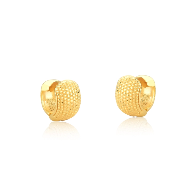 Brinco For me argola click prata 925 dourada textura de bolinhas 1