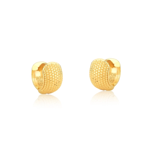 Brinco For me argola click prata 925 dourada textura de bolinhas