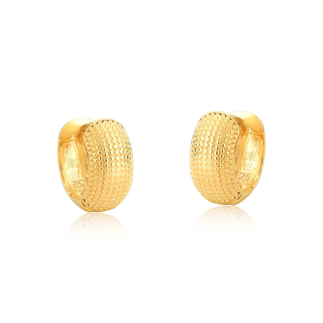 Brinco For me argola click prata 925 dourada textura bolinhas polidas 1