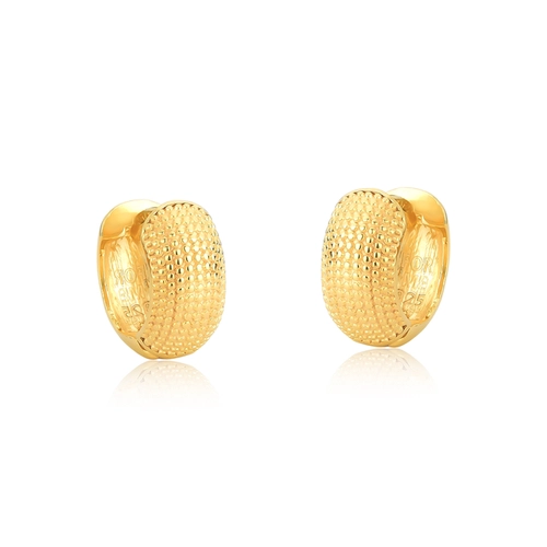 Brinco For me argola click prata 925 dourada textura bolinhas polidas
