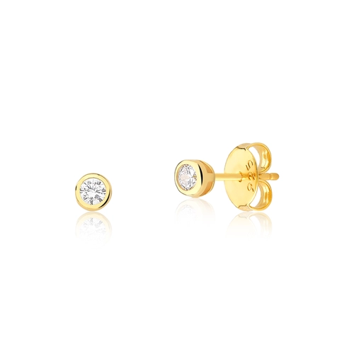 Brinco For me Stud ponto de luz prata 925 dourada com Zircônia branca
