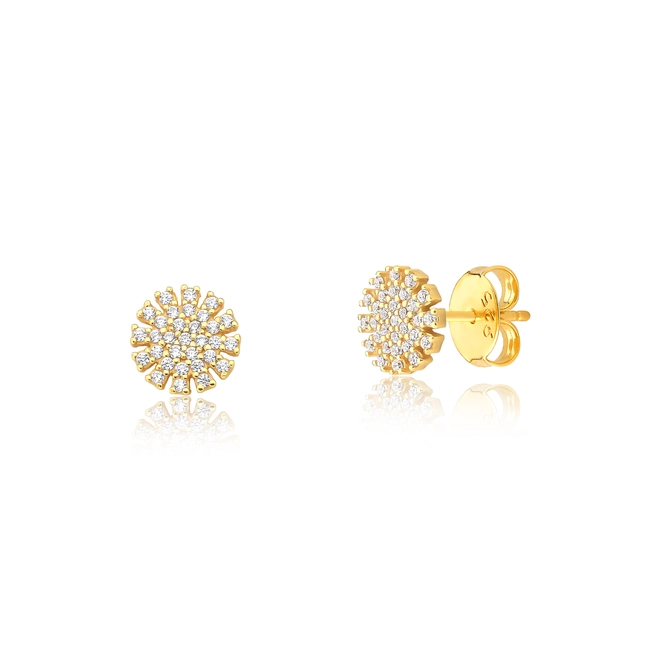 Brinco For me Stud prata 925 dourada flor de Zircônias brancas 1