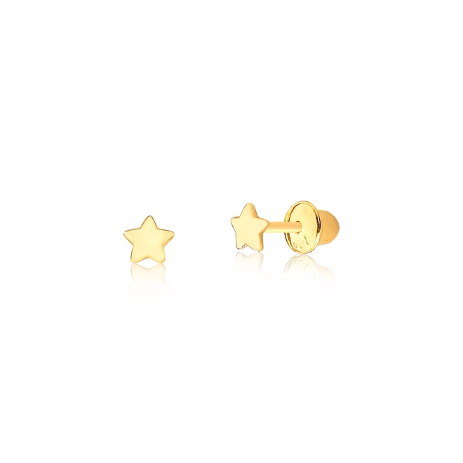 Brinco For me infantil prata 925 dourada mini estrela polida 1