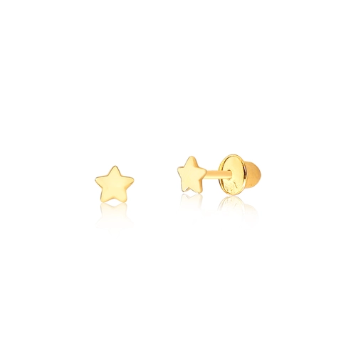 Brinco For me infantil prata 925 dourada mini estrela polida