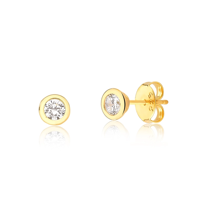 Brinco For me Stud prata 925 dourada ponto de luz de Zircônia 1