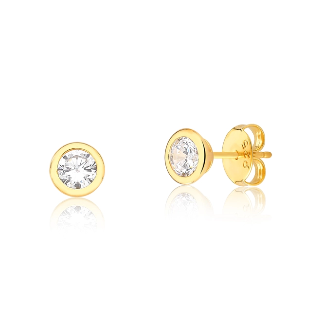 Brinco For me Stud prata 925 dourado ponto de luz de Zircônia branca 1