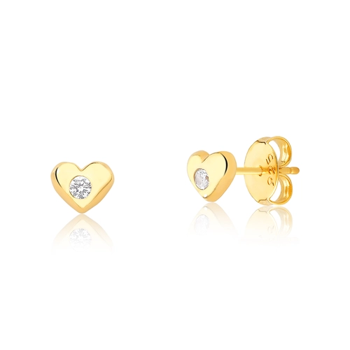 Brinco For me Stud prata 925 dourada coração com Zircônia
